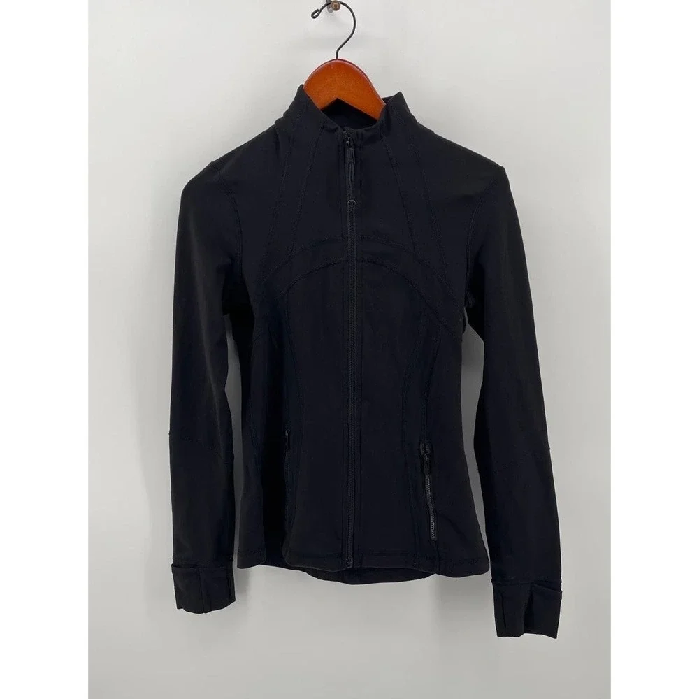 Lululemon Define Jacket Womens 6 Black Full Zip Thumbholes Vent Back Yoga Run‎